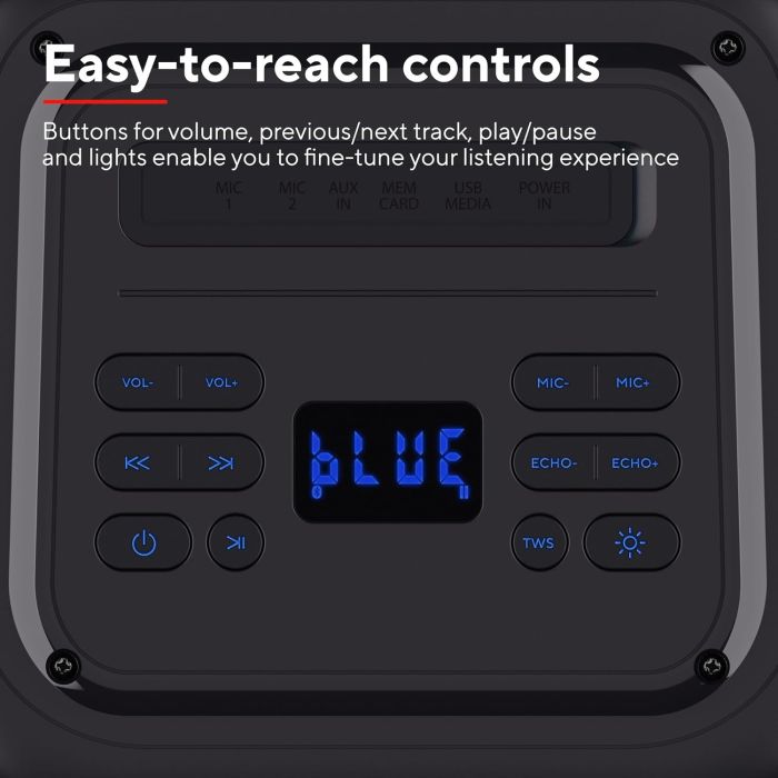 Портативная акустическая система Trust Azura 50Вт, 1.0, ВТ 5.2, TWS, MP3, IPX4, RGB, Черный
