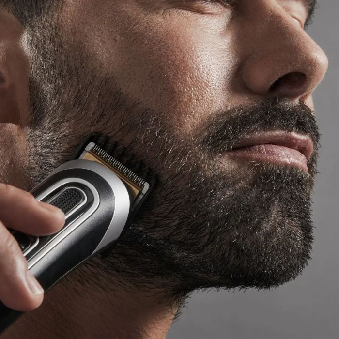 Триммер Rowenta Trim & Style для бороды, усов, головы и тела, сеть+акум., роторный мотор, насадок-11, чехол, титан.напыл., черно-серебрист.