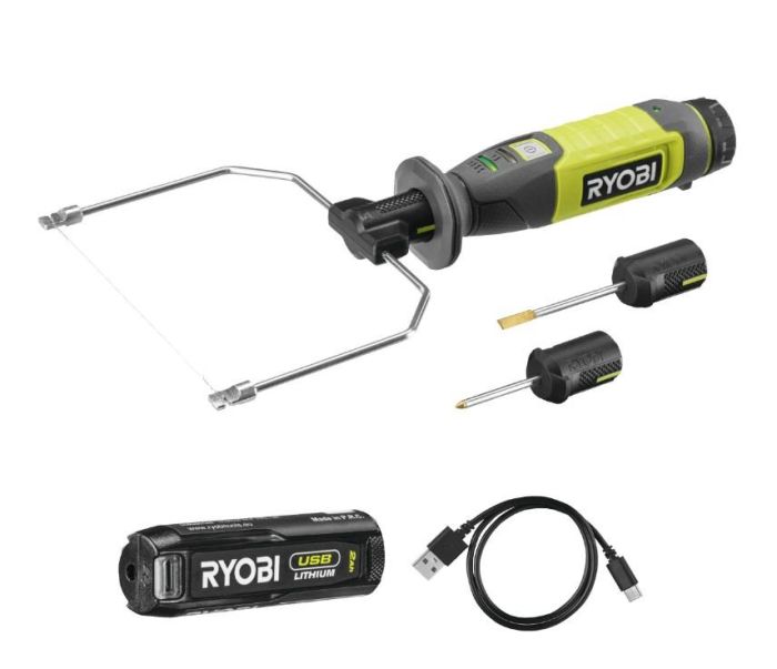 Термонож аккумуляторный Ryobi USB Lithium RHC4-120G 4В 2А·ч 150/270°С 5 сменных насадок 0.13кг