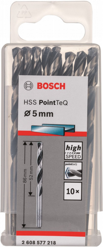 Сверло по металлу Bosch HSS-PointTeQ, 5х52х86мм, 10шт