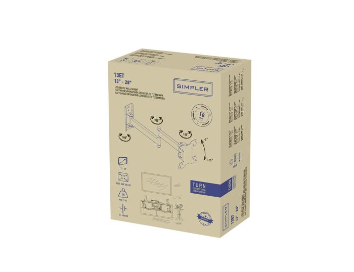 Крепление наклонно-поворотное ТВ 18-28" Simpler KSL 13ET