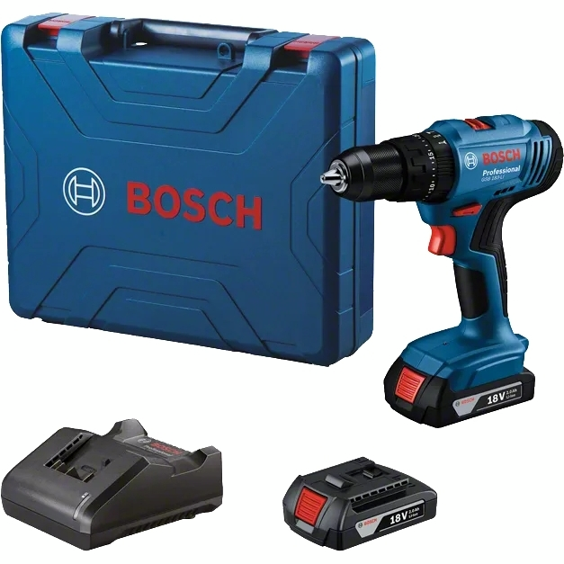 Шуруповерт-дрель ударная аккумуляторная Bosch GSB 183-LI 18В 2х2А·час 21-56Нм 374-1815об·мин кейс 1.2кг