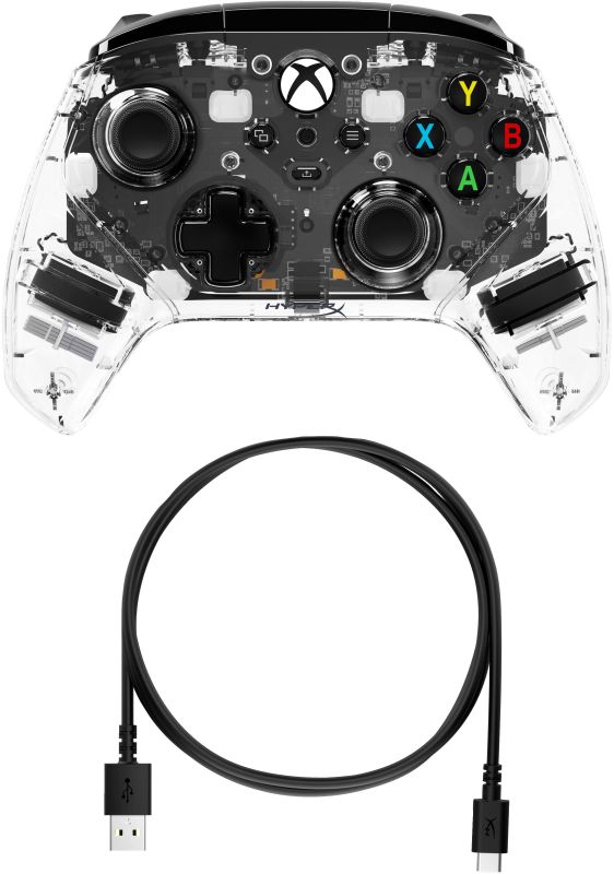 Геймпад HyperX Clutch Gladiate RGB, Xbox, PC, USB-A, прозрачный