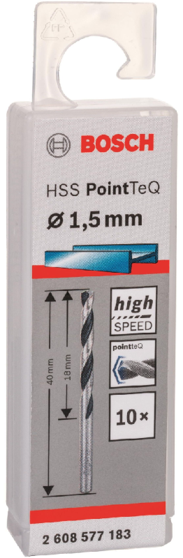 Сверло по металлу Bosch HSS-PointTeQ, 1.5х18х40мм, 10шт