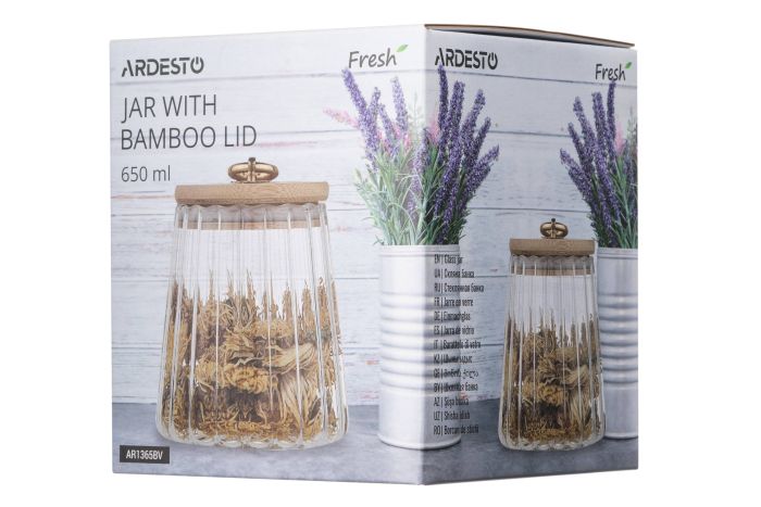 Банка для зберігання Ardesto Fresh Vintage, 650мл, скло, бамбук, прозорий