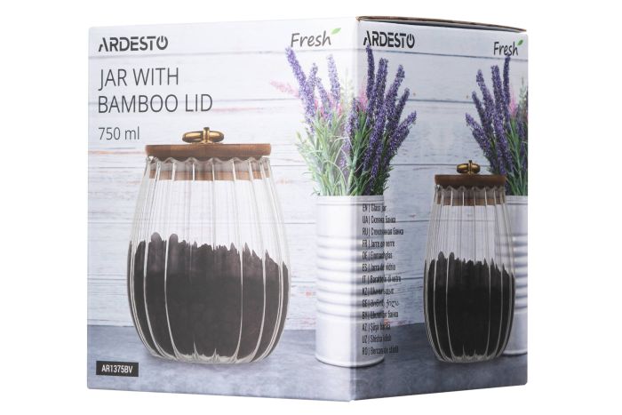 Банка для хранения Ardesto Fresh Vintage, 750мл, стекло, бамбук, прозрачный