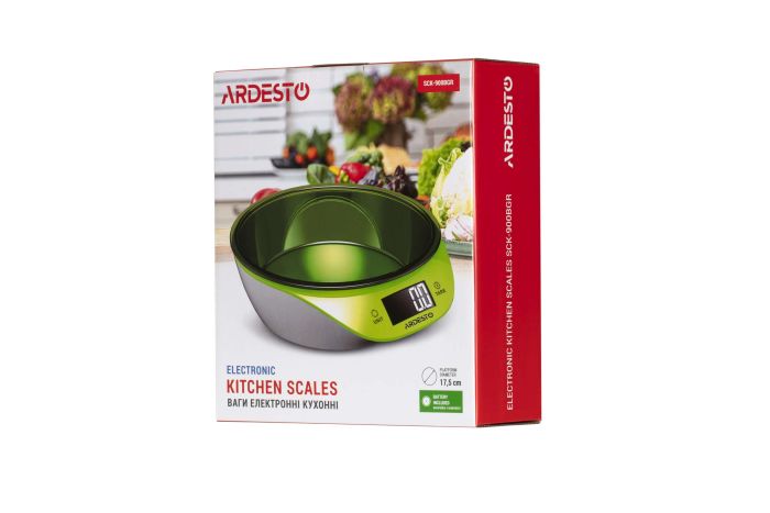 Весы Ardesto кухонные, 5кг, CR2032x1 в компл, пластик, зелёный