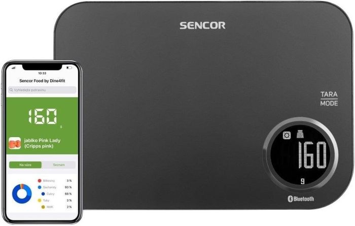 Ваги Sencor кухонні, 5кг, підключення до смартфону, AAAx2 , пластик, чорний