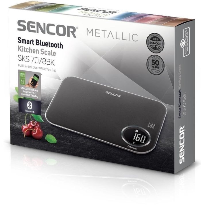 Ваги Sencor кухонні, 5кг, підключення до смартфону, AAAx2 , пластик, чорний