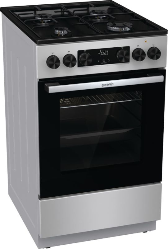 Плита Gorenje комби, 62л, 50x60см, дисплей, IconLed,эмалированные, титан