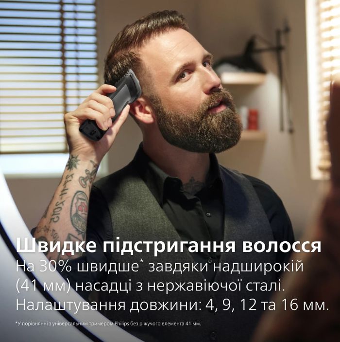 Триммер Philips Series 7000 для лица, головы, тела, акум., насадок-15, сталь, серо-черный