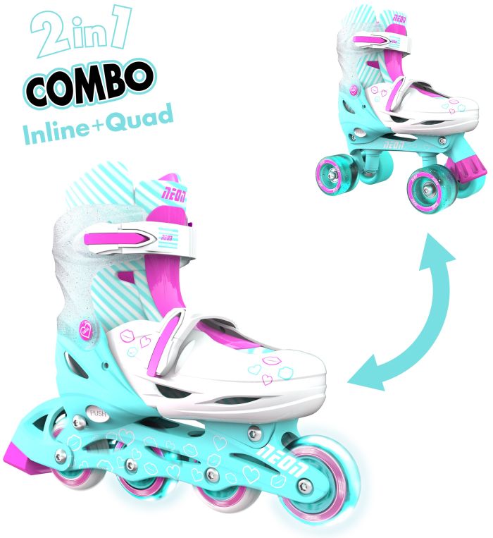 Роликовые коньки Neon Combo Skates Бирюзовый (Размер 34-37)