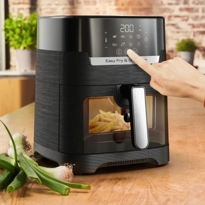 Мультипіч Tefal Easy Fry&Grill Vision Window, 1550Вт, чаша-4.2л, сенсорне керув., 10 програм, з віконцем, пластик, чорний