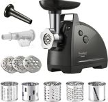 М'ясорубка Tefal HVB Plus, 2000Вт, 2.6кг/хв, 3 решітки, насадка для ковбас, кеббе, томатів, 5 терок, пластик/метал, чорний