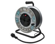 Подовжувач мережевий Konner&Sohnen KS CRM-30M, 30м, 4xТипF, 16A, на котушці, чорний