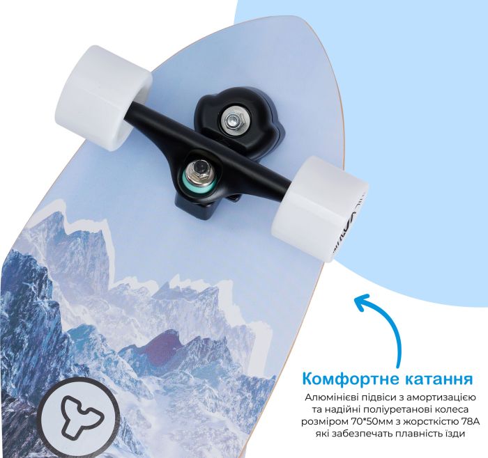 Скейтборд Yvolution Fishtail Cruiser 76см, синий