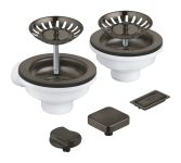 Зливний комплект Grohe для двох чаш з ексцентриком, матовий графіт