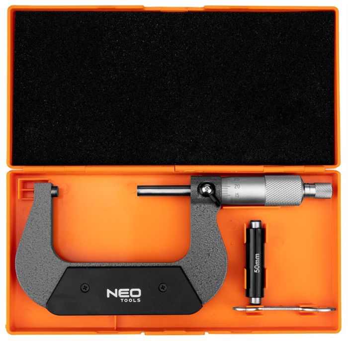Микрометр Neo Tools с верньером 50-75 мм, ±0.01 мм/м