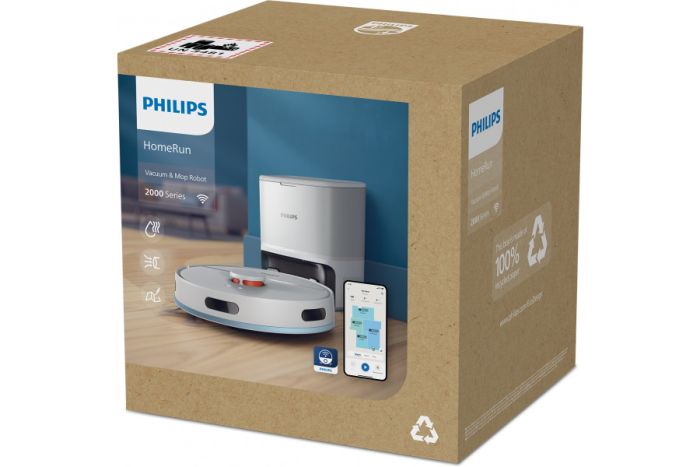 Робот-пылесос Philips Series 2000, h=40.3см, влажная уборка, конт пыль -0.25л, автон. раб. до 130мин, НЕРА 11, белый