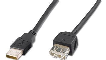 Кабель DIGITUS USB-A (M/F) зарядки/синхронизации, 1.8м, черный