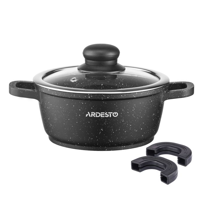 Кастрюля со стеклянной крышкой Ardesto Gemini Anzio, 1.2л, алюминий, черный