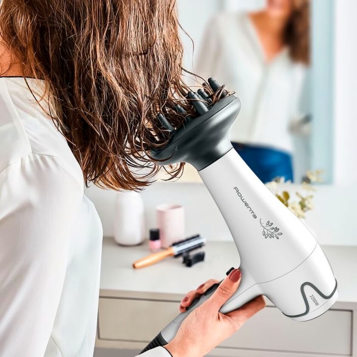 Фен + выпрямитель Rowenta набор Pure Collection, 2200Вт, режимов-2, дифузор,щипцы для волос(200°С,керамика), бело-черный