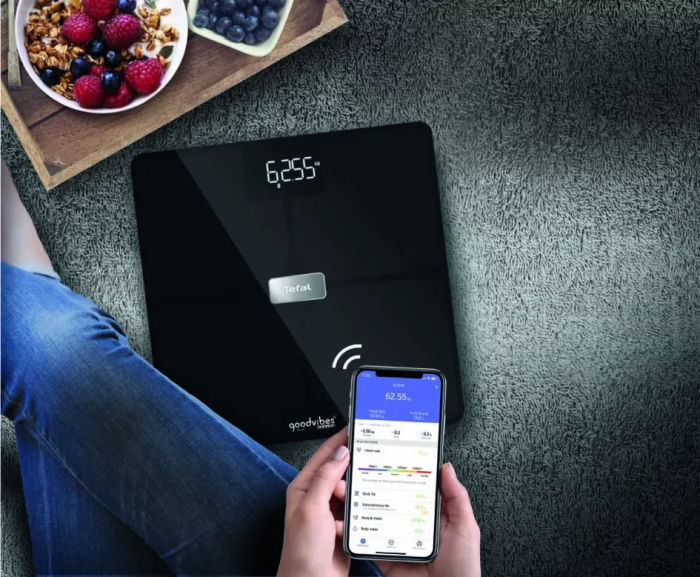 Ваги Tefal підлогові Body Fat Goodvibes Health, 180кг, 1 х Li-ion, кабель USB в комплекті, скло, чорний