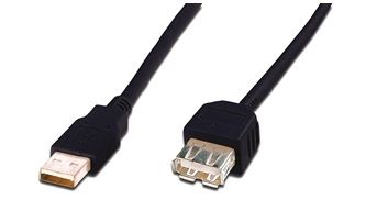 Кабель DIGITUS USB-A (M/F) зарядки/синхронизации, 3м, черный