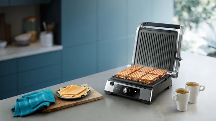 Гриль Philips прижимной Series 5000, 2200Вт, съёмные пластины, раскрытие на 180°, металл