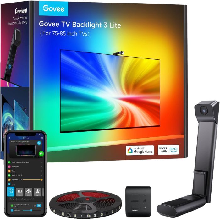 Набір адаптивного підсвічування Govee H6099 TV Backlight 3 Lite 75-85', RGBIC, WI-FI/Bluetooth, чорний