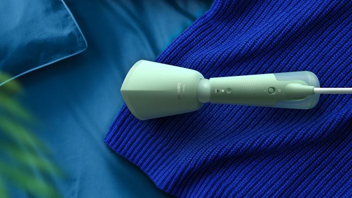 Отпариватель Philips компактный Series 5000, 1400Вт, 120мл, паровой удар -24гр, складная ручка, пластик, серо-зеленый
