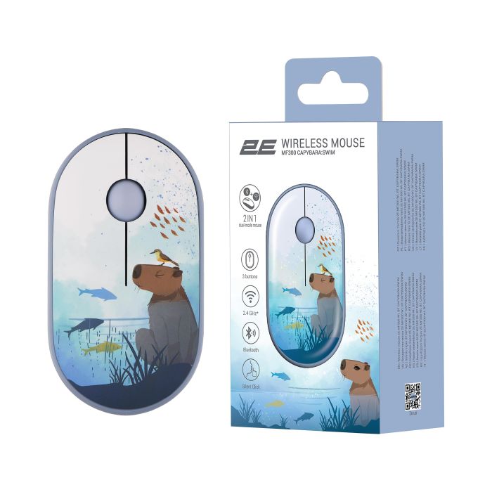 Мышь 2E MF300 CAPYBARA:SWIM Silent WL BT, синий