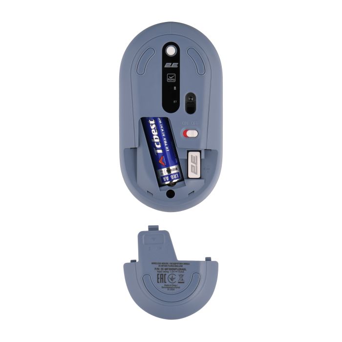 Миша 2E MF300 FLORA:MALLOW Silent WL BT, синій