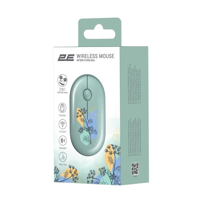Мышь 2E MF300 FLORA:DILL Silent WL BT, зелёный