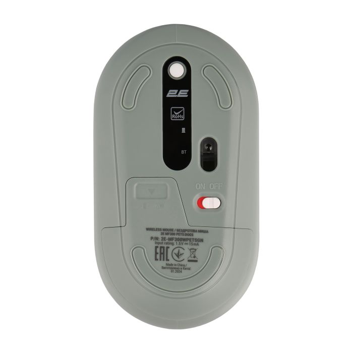 Мышь 2E MF300 PETS:DOGS Silent WL BT, зелёный