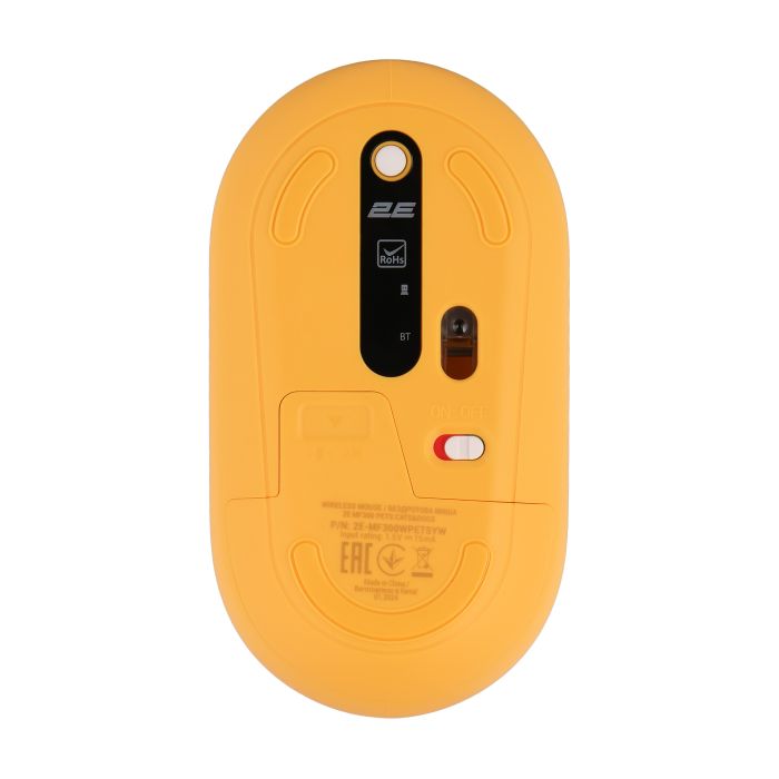 Мышь 2E MF300 PETS:CATS&DOGS  Silent WL BT, жёлтый