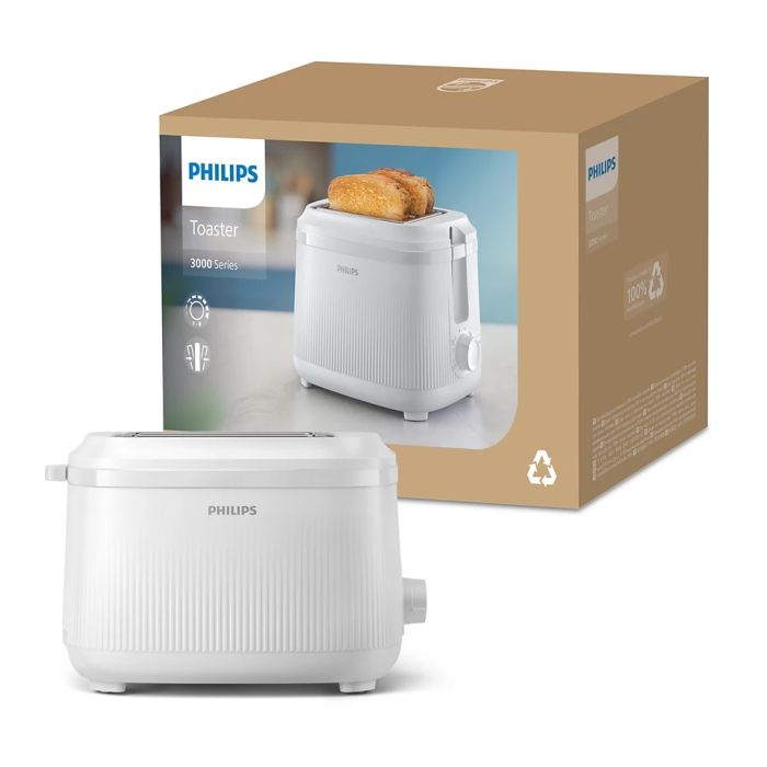 Тостер  Philips Series 3000 900Вт, пластик, подогрев,разморозка, белый