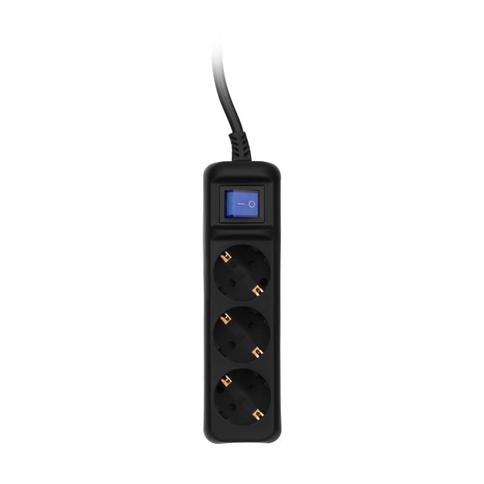Удлинитель сетевой 2E 1.5м, 3xТипF, 16A, чёрный