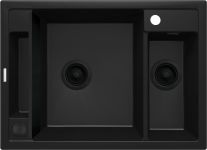 Мийка кухонна Deante Magnetic, граніт, прямокутник, без крила, 690х500х219мм, чаша - 1.5, накладна, черний
