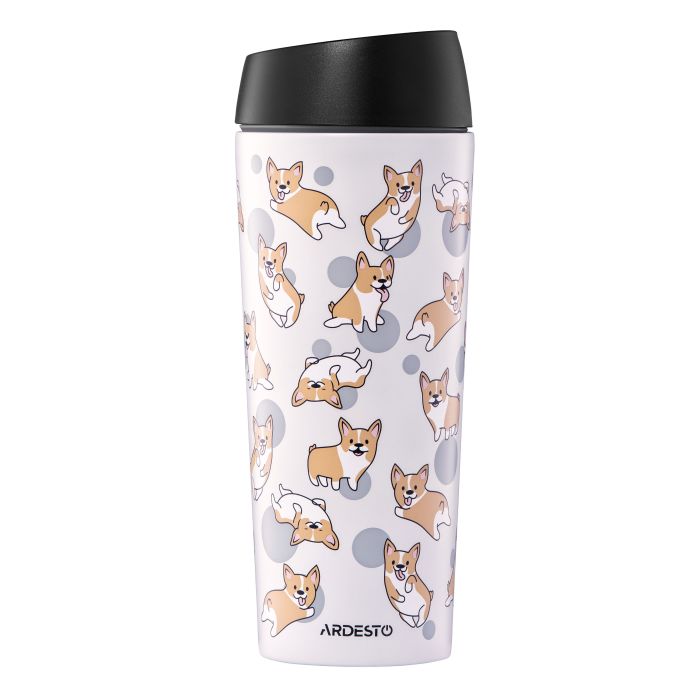 Термокухоль Ardesto Coffee Time Corgi 450мл, нержавіюча сталь, сірий