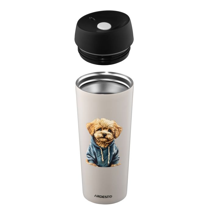 Термочашка Ardesto Coffee Time Maltipoo 450мл, нержавеющая сталь, бежевый