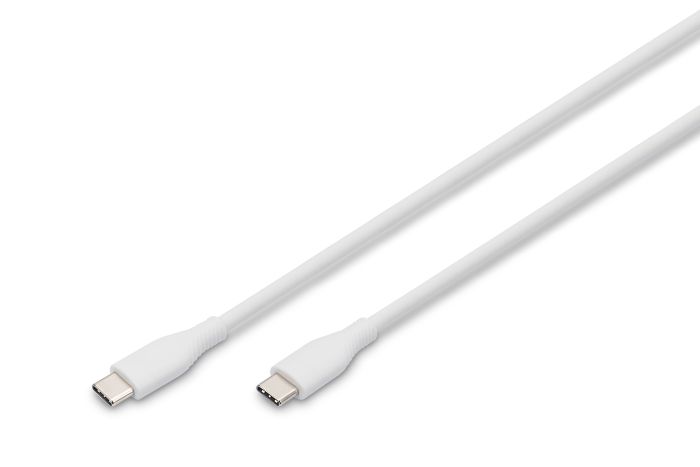 Кабель DIGITUS USB-C > USB-C зарядки/синхронизации, USB 2.0, 60W, силиконовый, 1м, белый