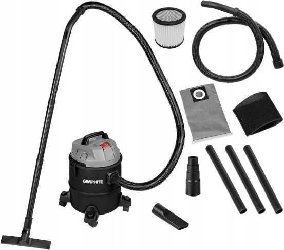 Пилосос професійний GRAPHITE 1200Вт 18кПа контейнер 20л колеса