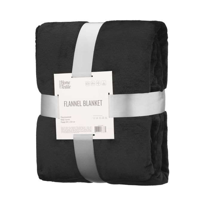 Плед Ardesto Flannel 200х220см, 100% полиэстер, чорный