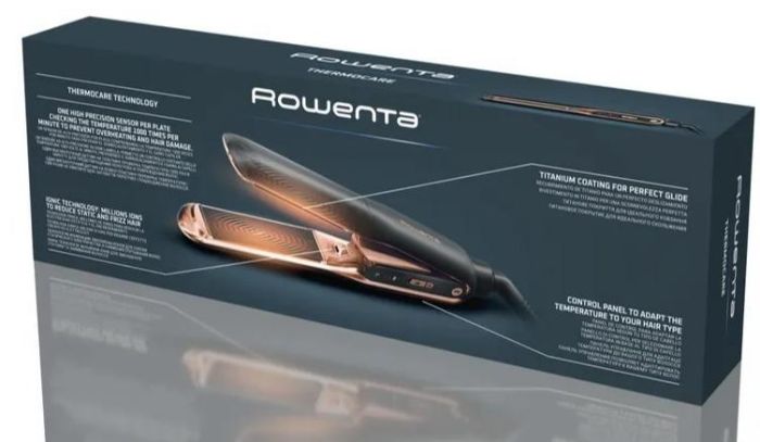 Випрямитель Rowenta Thermocare Ultimate Experience, темп.режимов-5, 150-210С, дисплей, керамика, черно-золотой