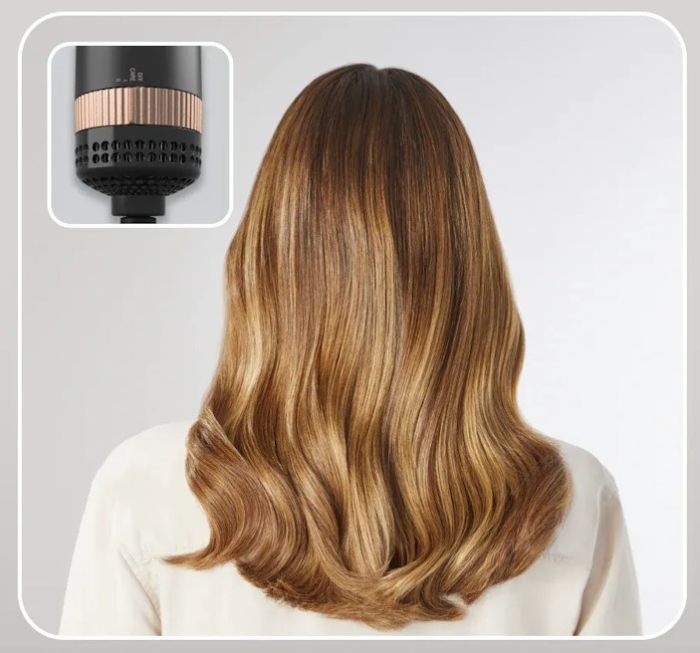 Фен-щітка Rowenta Reverso Dry&Brush 2в1, 1200Вт, 3 режими, іоніз-я, хол. обдув, насадок-2, кераміка, чорний-золотистий