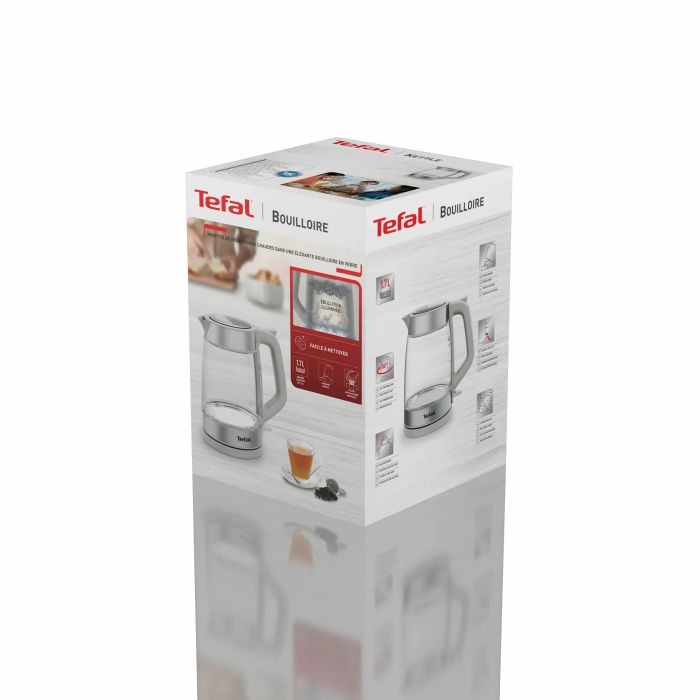 Электрочайник Tefal Glass Kettle 1.7л, стекло, с подсветкой, серебристо-белый