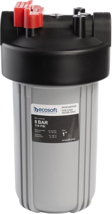 Фильтр магистральный Ecosoft ВВ10, подключение 1", 2 уплотнительных кольца, без картриджа.