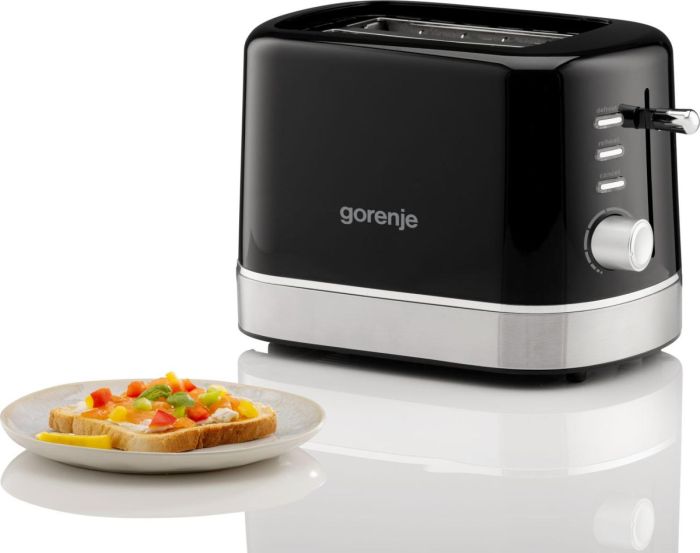 Gorenje toaster 850Вт, подогрев, разморозка, пластик, черный