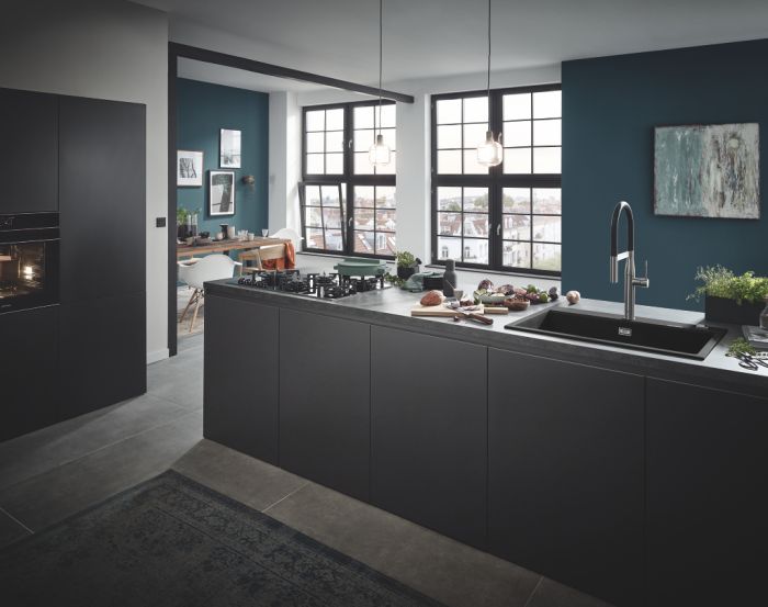 Мийка кухонна Grohe K700, граніт, прямокут., без крила, 780x510x220мм, чаша - 1, врізна, чорний граніт